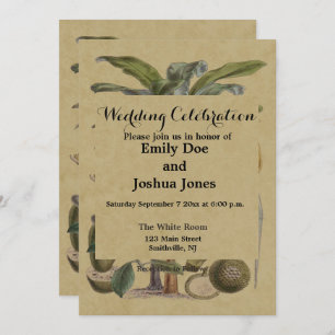 Invitation Palm Antique Fruit Tropical Art Botanique