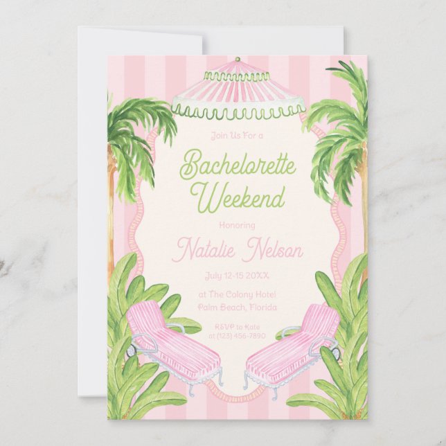 Invitation Palm Beach Pool Loungers Bachelorette Weekend (Devant)