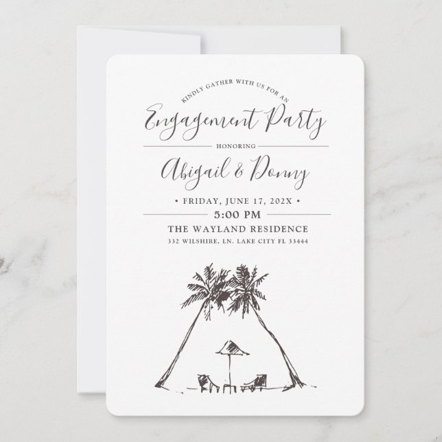 Invitation Palm Breeze | Beach Engagement Party (Devant)