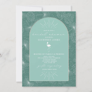 Invitation Palm Feuille Flamant rose Aqua nuptiale douche Inv
