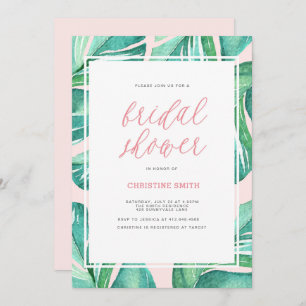 Invitation Palm Feuille Tropical Bridal Showbwbwbwwbwwwbwwwww