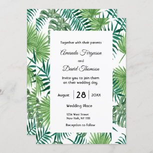 Invitation Palm feuille verdure tropicale mariage