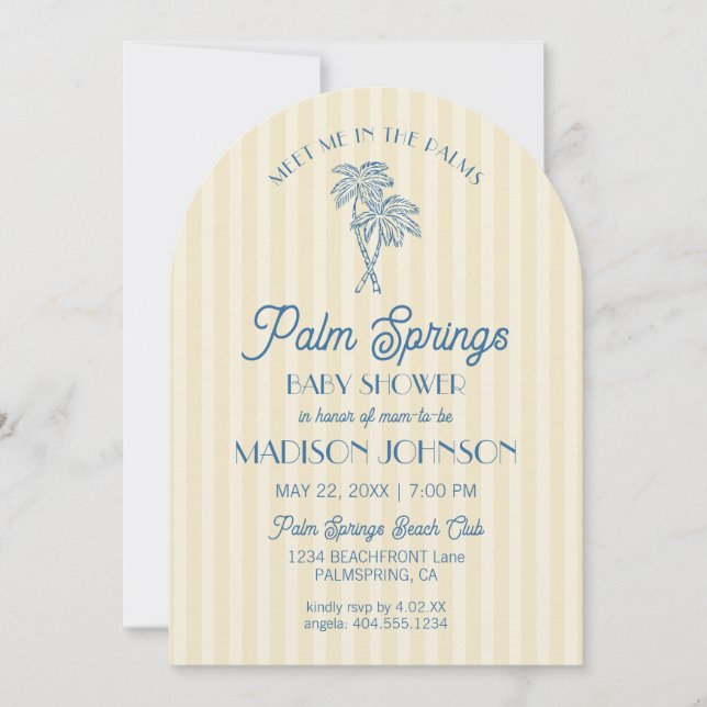 Invitation Palm jaune Spring Pastel Beach Cabana Baby shower (Devant)