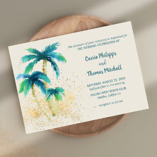 Invitation Palm Paradise   Tropical Beach Mint Blue Mariage