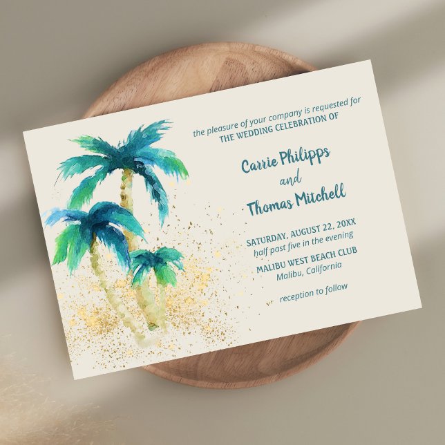 Invitation Palm Paradise | Tropical Beach Mint Blue Mariage (Créateur téléchargé)