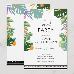 Invitation Palm Party Luau Adult Hawaiian Birthday