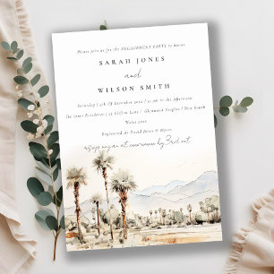 Invitation Palm Springs California Watercolor Fiançailles