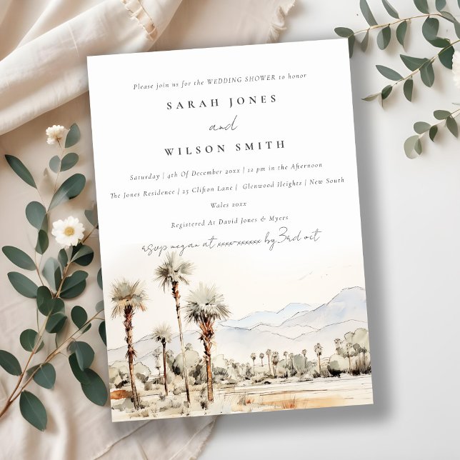 Invitation Palm Springs California Watercolor Wedding shower (Créateur téléchargé)
