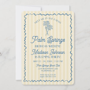Invitation Palm Springs Jaune Pastel Beach Anniversaire Week-