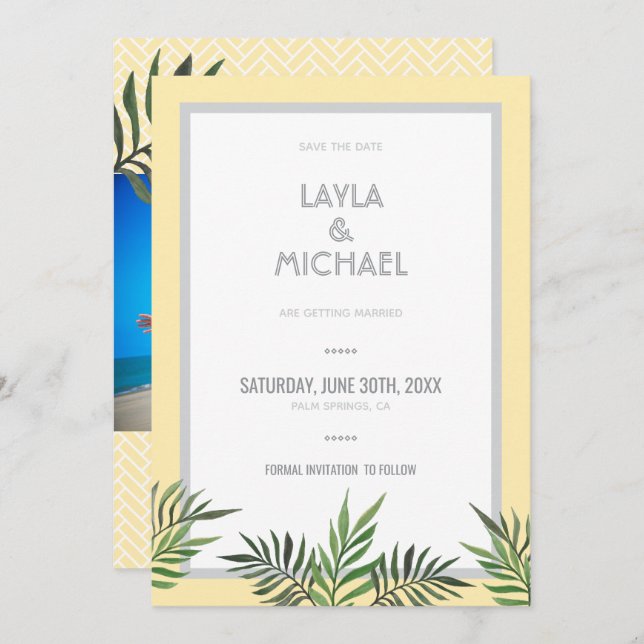 Invitation Palm Springs Photo Enregistrer La Date (Devant / Derrière)
