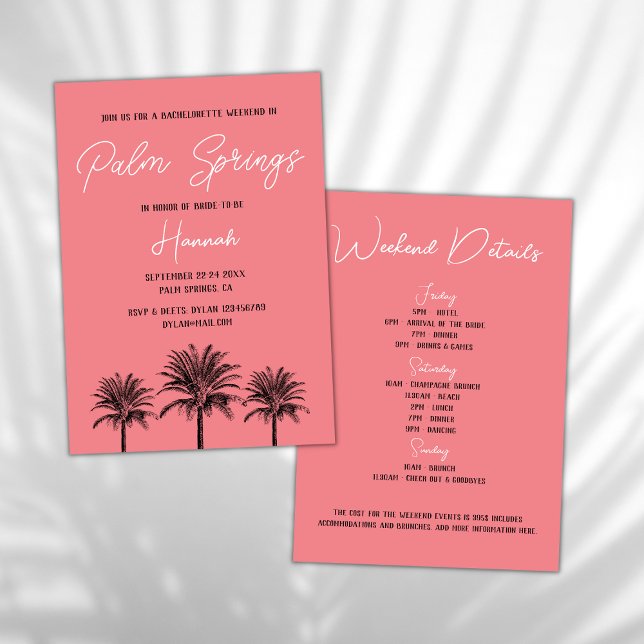 Invitation Palm Springs Tropical Palms Bachelorette Week-end (palm springs bachelorette invitation tropical bachelorette)