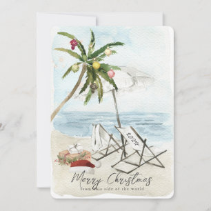 Invitation Palm Tree & Beach Chaises Tropical Holiday Card