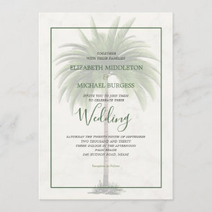 Invitation Palm Tree élégant vert moderne Formal Chic Mariage