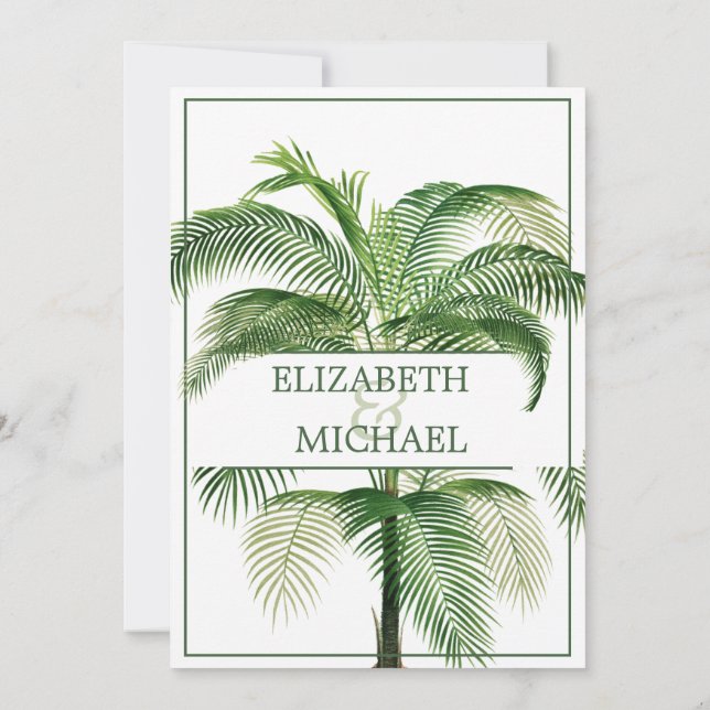 Invitation Palm Tree Mariage élégant Chic moderne répétition (Dos)