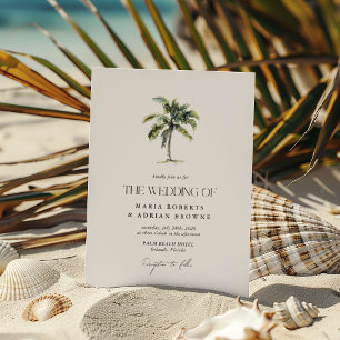 Invitation Palm Tree minimal Mariage de plage tropicale