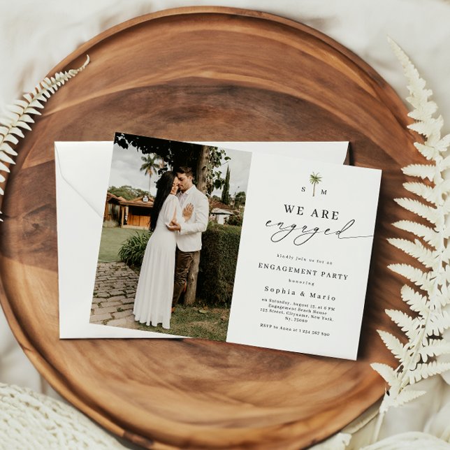 Invitation Palm Tree Monogram Beach Engagement Party (Créateur téléchargé)