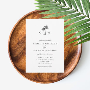 Invitation Palm Tree Monogramme Destination Tropicale Mariage