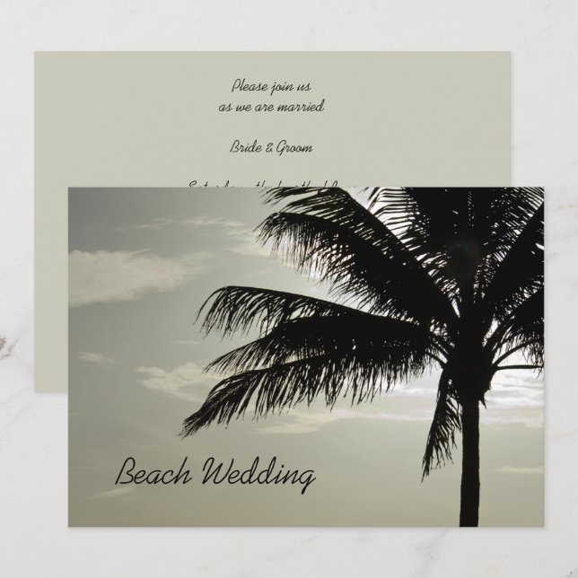 Invitation Palm Tree Silhouette Beach Mariage (Devant / Derrière)