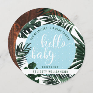 Invitation Palm Tree Tropical Feuilles & Baby shower Boy Boy