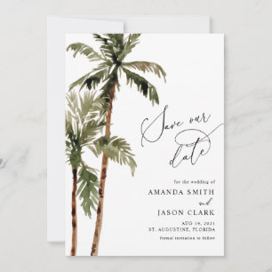 Invitation Palm Tree Tropical Island Minimal Beach Save The D