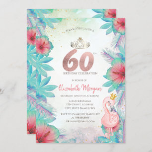 Invitation Palm tropical Feuille Hibiscus Flamant rose rose 6