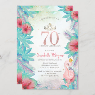 Invitation Palm tropical Feuille Hibiscus Flamant rose rose 7