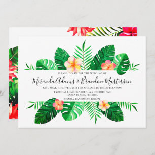 Invitation Palm Tropical moderne Feuille Mariage Floral
