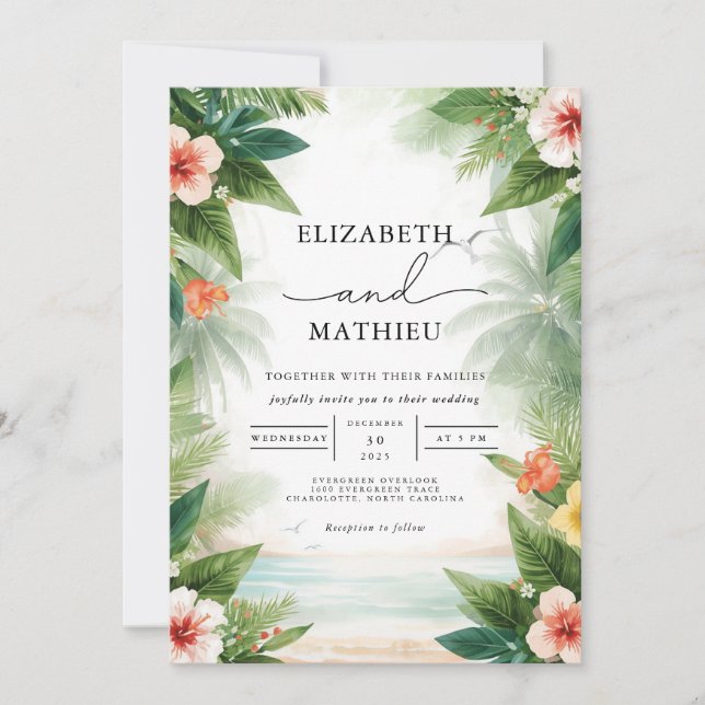 Invitation Palm verdoyant Mariage (Devant)