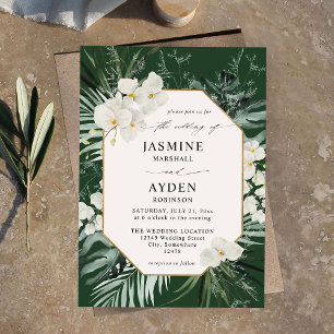 Invitation Palme tropicale et blanc Mariage floral V2 LN D ve