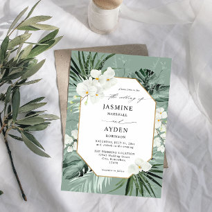 Invitation Palme tropicale et blanc Mariage floral V2 LN M ve