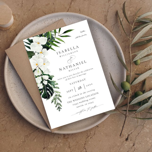 Invitation Palme tropicale et Mariage floral blanc 2 V2 (Créateur téléchargé)