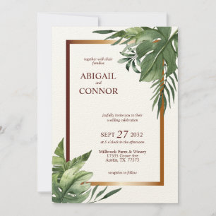 Invitation Palme tropicale exotique luxuriante Feuille cadre