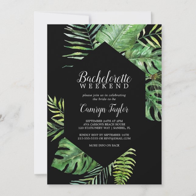 Invitation Palme tropicale sauvage | Black Bachelorette Week- (Devant)