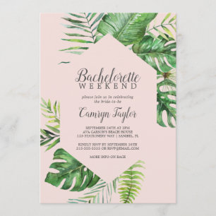 Invitation Palme tropicale sauvage   Blush Bachelorette Week-
