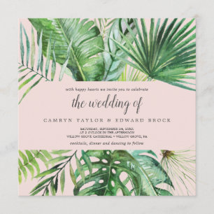 Invitation Palme tropicale sauvage   Mariage Carré flush