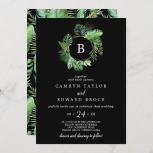 Invitation Palme tropicale sauvage Mariage de monogramme no