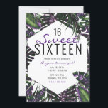 Invitation Palme tropicale violette et verte Feuille douce 16<br><div class="desc">personnaliser pour tout événement</div>