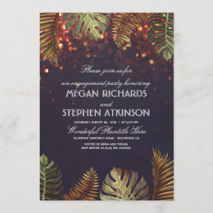 Invitation Palmes et lampes à cordes