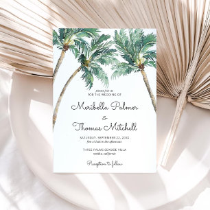 Invitation Palmes tropicales   Mariage aquarelle