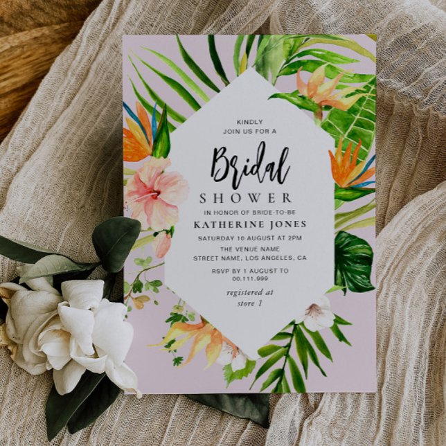 Invitation palmier à fleurs tropicale feuille nuptiale (Créateur téléchargé)