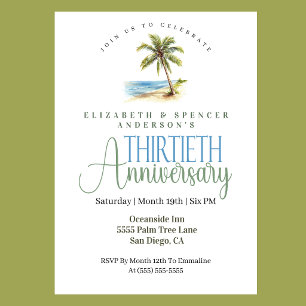 Invitation Palmier de Plage 30e Anniversaire de Mariage
