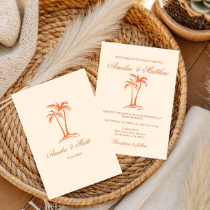 Invitation Palmier de plage dessiné à la main Mariage fantais