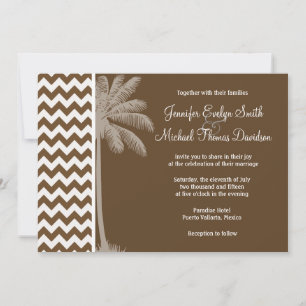 Invitation Palmier d'été ; Chevron Brown ; zig zag