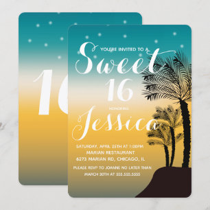 Invitation Palmier du coucher de soleil tropical Tropical Swe