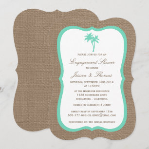 Invitation Palmier tropical Burlap Beach Fiançailles Douche