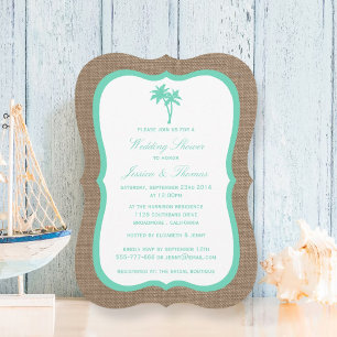 Invitation Palmier tropical Burlap Beach Mariage Douche