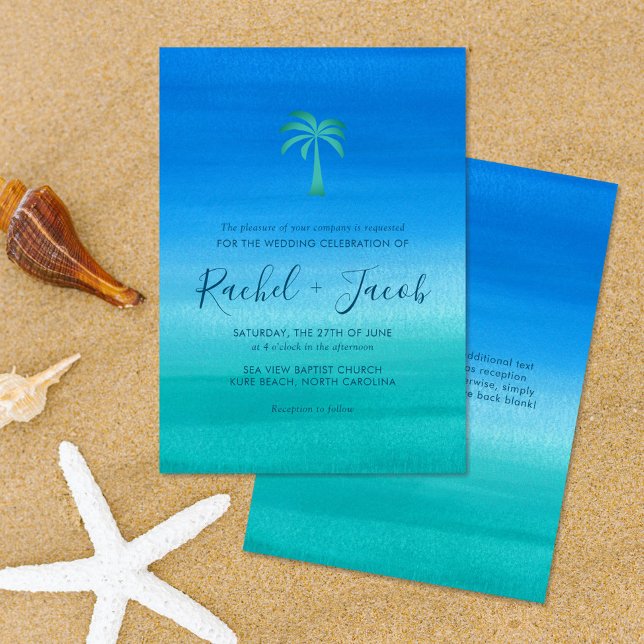Invitation Palmier tropical de mariage de plage (Créateur téléchargé)