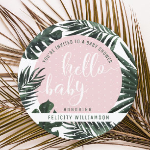Invitation Palmier tropical Feuilles et Baby shower de fille