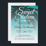 Invitation Palmier tropical Green Sweet 16 16e anniversaire<br><div class="desc">Un design moderne tropical moderne vert foncé doux invitation 16 ans avec un arrière - plan de palmier. Le vert viridien clair s'évanouit sur un arrière - plan blanc. Le texte "Sweet sixteen" en blanc est défini dans un script moderne. Elégante invitation à la fête du 16ème anniversaire pour un...</div>