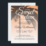 Invitation Palmier tropical Orange Sweet 16 16e anniversaire<br><div class="desc">Un design moderne et chic tropical orange ombre douce invitation de 16 ans avec un arrière - plan de palmier. La papaye orange vif se fond sur un arrière - plan blanc. Le texte "Sweet sixteen" en blanc est défini dans un script moderne. Elégante invitation à la fête du 16ème...</div>